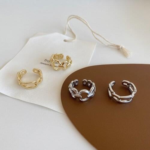 WTLTC Steampunk Statement Metal Hollow Stack Rings Gold Sliver Color Chains Shaped Rings Geometric Open Band Rings For Women