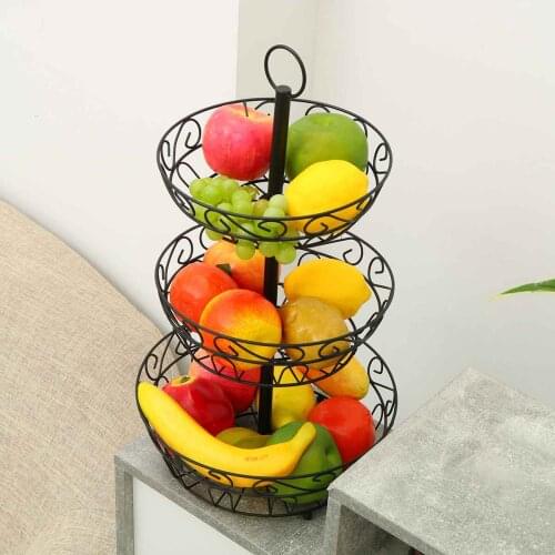 Iron Three Layer Storage Basket Fruit Dish Kitchen Home Bowl Detachable Metal Cake Stand Decorative Dessert Holder Organizer