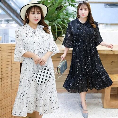 2020 Bohemia Oversize Summer Women Chiffon Dress Double layer Printed Dress Short sleeve Elegant Long Dresses Plus size 4XL G876