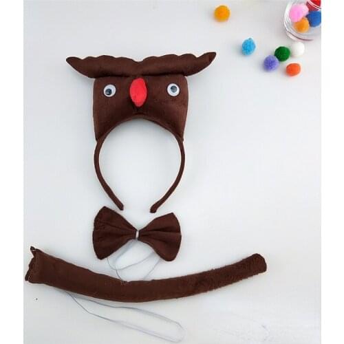 10pcs Halloween Cute Owl Hair Hoop Animal Costume Children Adult Cartoon Headdress Toy Tail Gloves Bow Headband Set Headbands