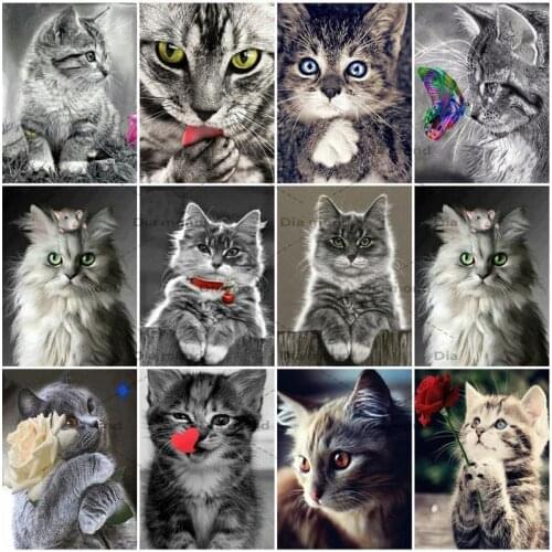 5D Diamond Painting Cat Cross Stitch Kits Diamond Embroidery Animal Mosaic Rhinestones Handicraft Home Decoration Gift