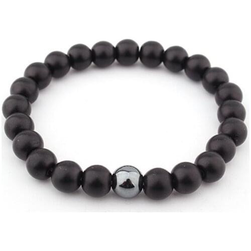 8mm black Punk multicolor Agate Chakra Healing Reiki Buddha Yoga Bracelet elastic adjustable Volcanic Stone Bangles 5tdg3