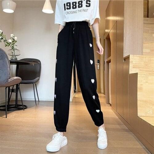 Harem Pants Hong Kong Flavor Love Sports Pants Women Spring and Summer High Waist Loose Harajuku Straight All-match Pant