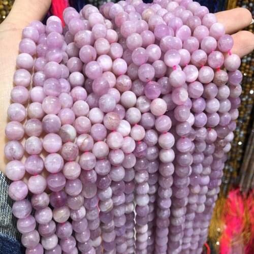 6/8/10mm Real Natural Kunzite Purple Spodumene Stone Beads For Jewelry Making DIY Round Loose Beads Fit Bracelet Accessories