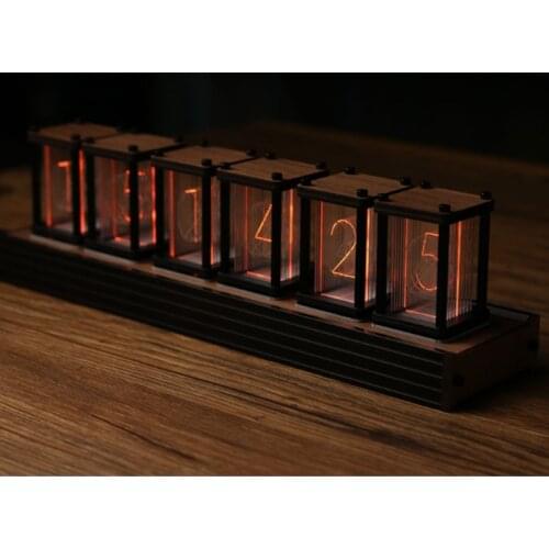 RGB pseudo-glow tube clock DIY kit LED desktop creative decoration boyfriend gift black walnut shell high-end classical