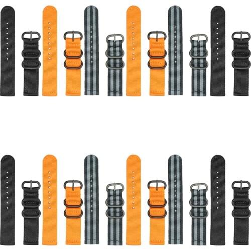 Black Woven Nylon Replace Band with Steel Buckle 18/20/22/24mm