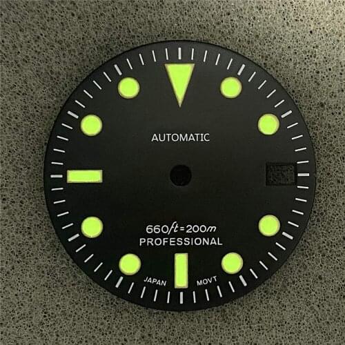 28.5mm Three-dimensional Watch Dial for SKX007 Replacement Green Luminous Dial for NH35/4R36 Movement Modification Accessories