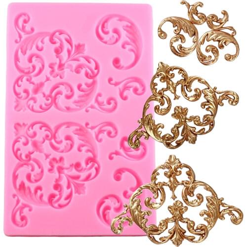 European DIY Baroque Scroll Relief Cake Border Silicone Mold Frame Fondant Cake Decorating Tools Candy Chocolate Gumpaste Mould