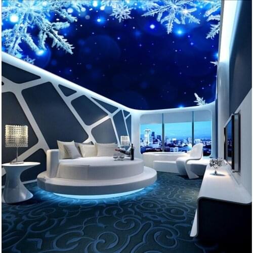 Photo Wallpaper Living Room Bedroom KTV Ceiling Murals Wallpaper Fantasy Starry Snowflake Ceiling Mural