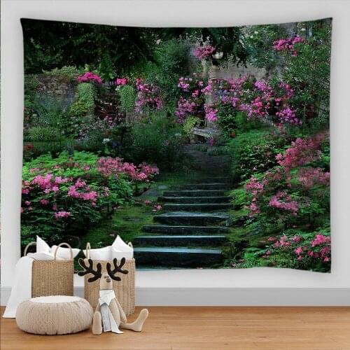 Idyllic Garden the Scenery Tapestry Wall Hanging Tapestry Wall Art Bedroom Decor Wall Tapestry Background Wall Cloth Carpet