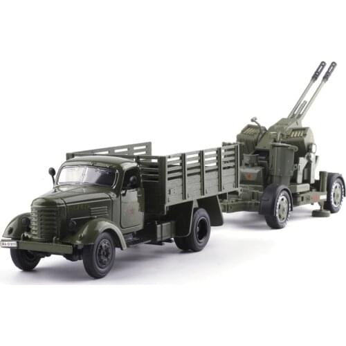 High simulation 1:32 scale Jiefang Truck Antiaircraft Gun Toy Alloy Car Model Static Military Model Collection Free shipping
