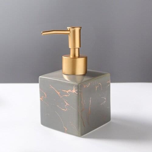 Ceramic Liquid Soap Dispenser Bathroom Shampoo Shower Gel Bottle 304 SUS Press Type Head For KTV Salon Bone China Bath Hardware