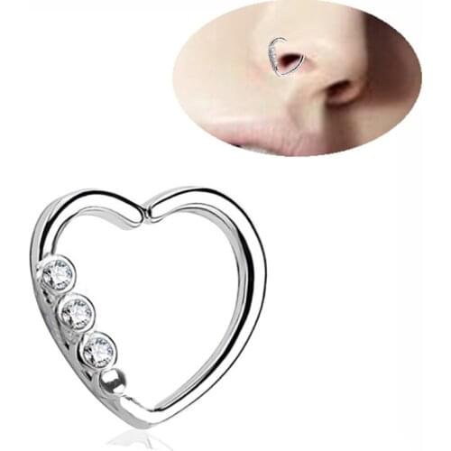 Heart Shape Piercing Nose Ring Electroplating Zircon Piercing Jewelry for Women Men LL@17
