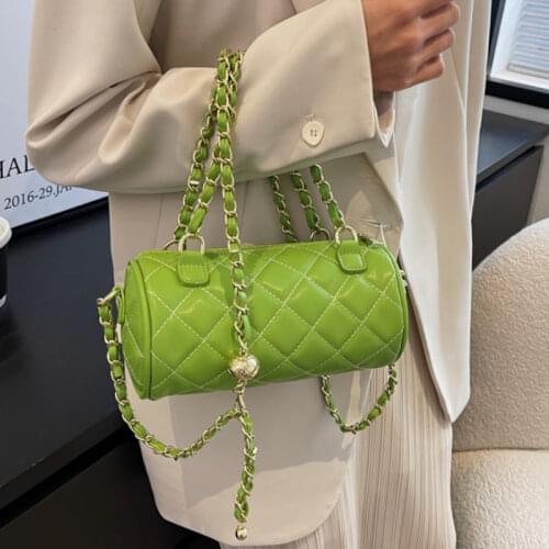 Small PU Leather Chain Crossbody Bags Fashion Designer Shoulder Handbags Womens Cylinder Bag Shoulder Bag
