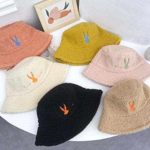 Velvet Sweet Cute Furry Fisherman Hat Female Autumn and Winter Style All-Matching Student Age-Reducing Cartoon Rabbit Basin Hat