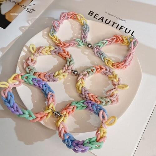 Fashion Elastic Hair Band Hair Ties Colorful Hand Made Couples Magnetic Hair Rubber Band Girls Hair Ties Hair Accessories New