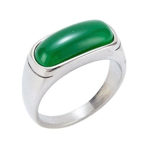 2021 Stainless Steel Jewelry Ring Men Green black Stone Rings Charm Hiphop Fashion Male Women Finger Band Engagement Wedding