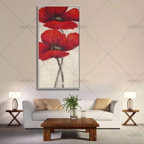 Wall Art Abstract handmade oil Paintings Modern red flower Oil Painting On Canvas Home Decoration Living Room wall Pictures