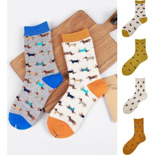 Cartoon Cute Animals Printed Funny Socks Woman Girls Xmas New Year Cute Socks Cotton Fall Winter Warm Knitted Long High Socks