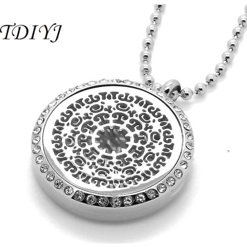 TDIYJ Newest Mixed 30MM Flower Crystal Stainless Steel Magnetic Essential Oils Aromatherapy Perfume Locket Pendant 1Pcs
