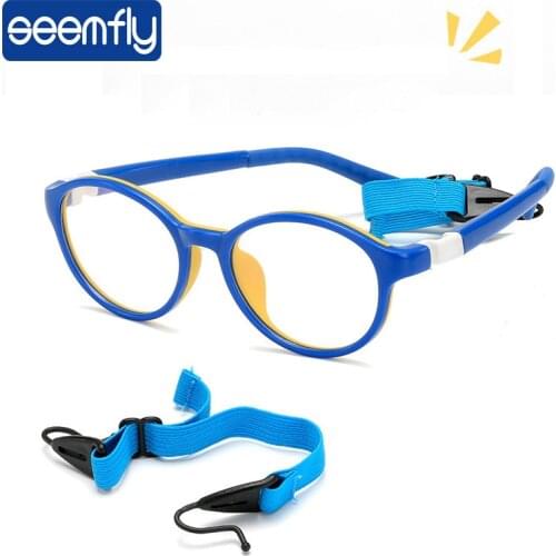 Seemfly Children Anti-blue Light TR90 Computer Glasses Kid Boys Girls Spectacle Eyewear Frame Sports non-slip Eyeglasses Student
