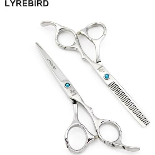 Hairdressing scissors 5.5 INCH 6 INCH Japan Hair scissors Anti-slip handle Green stone Wholesale Lyrebird 5SETS/LOT NEW