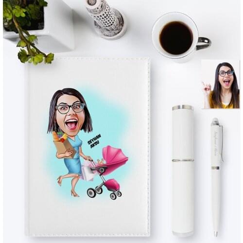 Personalized Housewife Cartoon 2020 Leather Organizer & Pen Gift Set-1
