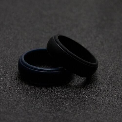 Food Grade FDA Black Silicone Rings Men Wedding Rubber Bands Hypoallergenic Flexible Antibacterial Silicone Finger Ring