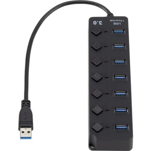 Usb3.0 Splitter 7 Ports with Button Hub High Resolution Camera Video Surveillance Compatible Plug and Play