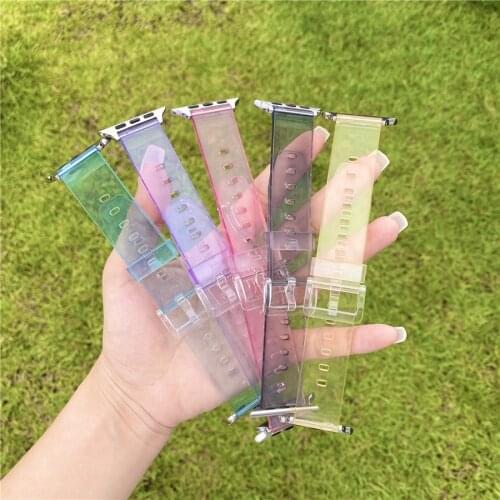 For Apple Watch Bands 44mm 40mm Strap Discoloration In The Sun Transparent Watchbands For iWatch 42mm 38mm Series 6 5 4 3 SE