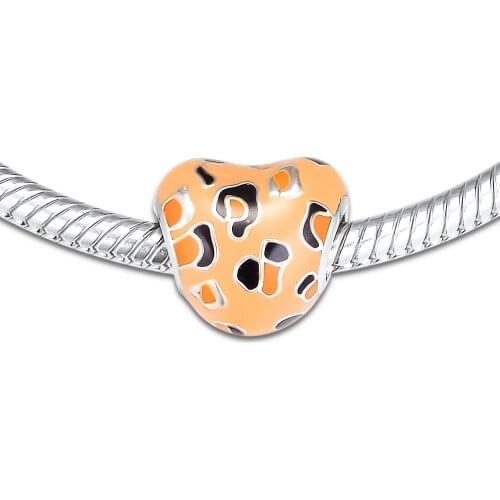 DIY Fits for Pandora Charms Bracelets Spotted Heart Beads 100% 925 Sterling-Silver-Jewelry Free Shipping