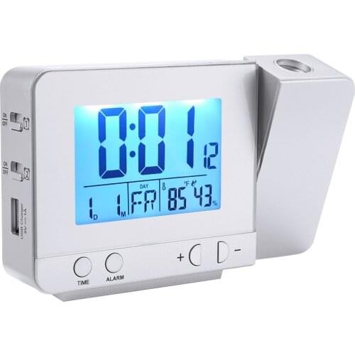 Rotating Projection LED Digital Alarm Clock with Temperature Humidity Function LED Time Clock Backlight Projector