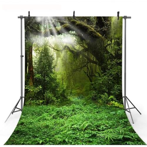 Spring Forest Photography Backdrop for Photo Studio Grass Old Trees Sunshine Jungle Birthday Party Banner Photo Background