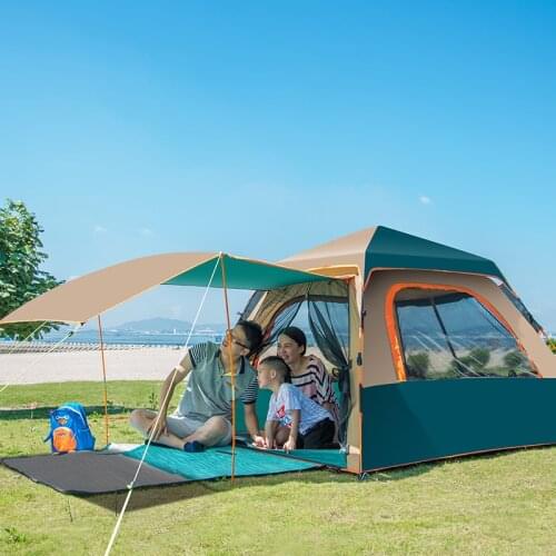 High quality double layer 3-4 person automatic waterproof outdoor beach camping tent