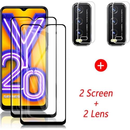 4in1 Full Cover Protective Tempered Glass for vivo y20 Y20 y20i camera lens Explosion proof Screen Protector for VIVO y 20i 2020