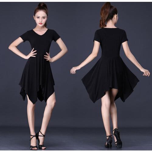 Latin Dance High Elasticity Training Bodycon Red Shirt Satin Prom Girls Dress Womens New Adult Dance Dress Sexy 2021 Skirt Hot