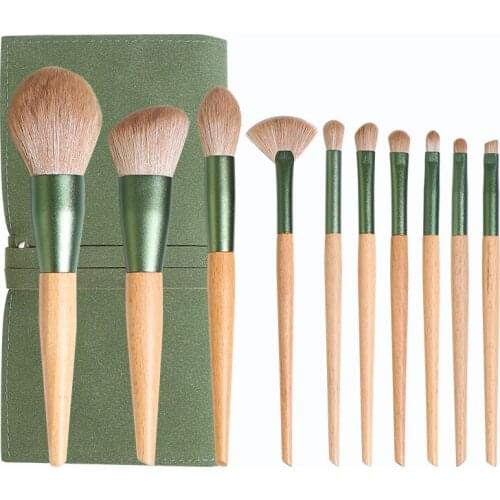 10 Pcs Makeup Brush Set New Green Loll Eyeshadow Blending Powder Eyebrow Blush Highlighter Beauty Make Up Kit Cosmetics Tools