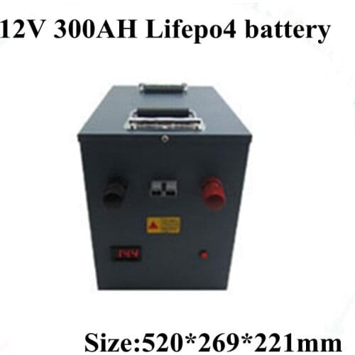 12.8V 12V 300AH Lifepo4 Batterie Waterproof with LCD for Golf Carts Power Supply EV Solar Storage Battery Solar 20A Charger