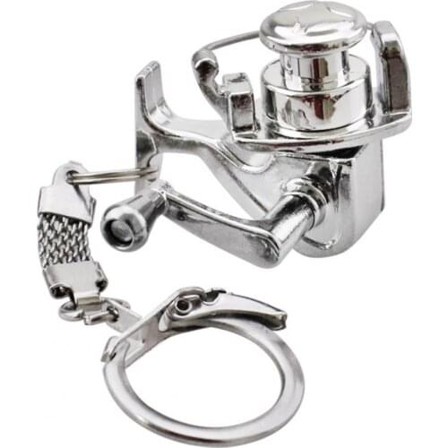 80%HOTAlloy Reel Drum Pendant Keychain Key Ring Mini Miniature Sea Fishing Tackle