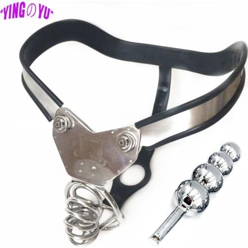 Hollow Cock Cage Stainless Steel Male Chastity Device Waist Belt Penis Rings Sleeve Panties With Anal Beads Sex Toys for Men 18