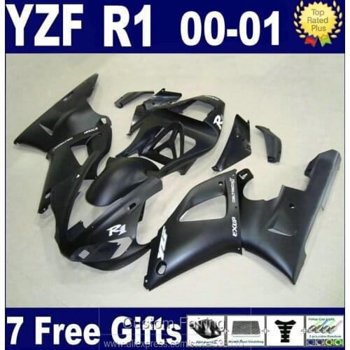 Free customize moded fairing kit for Yamaha R1 00 01 matte black fairings set YZF R1 2000 2001TS42