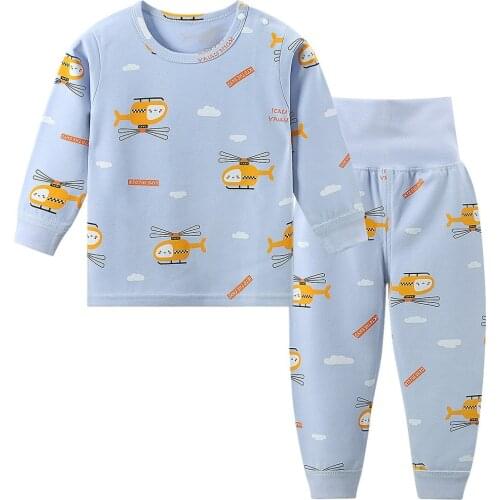6m-4y Childrens Clothes Boys Cartoon Cotton Long Sleeve Suit Autumn & Winter Girls Outfits Warm High Waist Kids 2 Piece Set