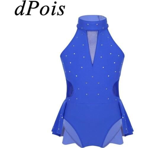 Kids Girls Gymnastic Leotard Shiny Glitter Mesh Splice Ballet Dance Dress for Modern Contemporary Ballroom Stage Performance