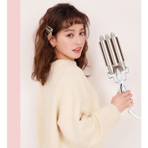 Electric Hair Waver Hair Crimpers Tongs Hair Curler 3 Barrel Quickly Heated Hair Curling Tongs Crimping Styling