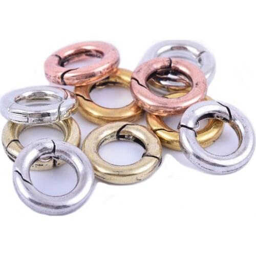 5Colors--10PCS Ring Clasps Round Circle Shape Spring Hook For Making Leather Bracelet--CLP1314