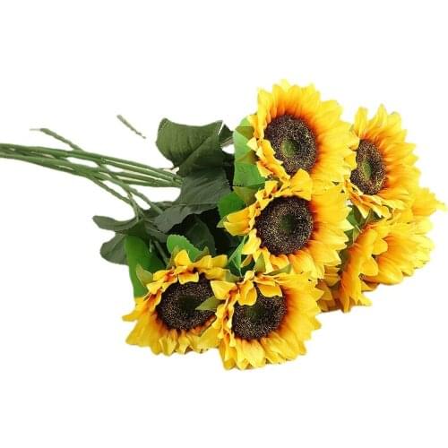 1Pcs beautiful sunflower bouquet silk flower high quality artificial flower home garden party wedding decoration DIY