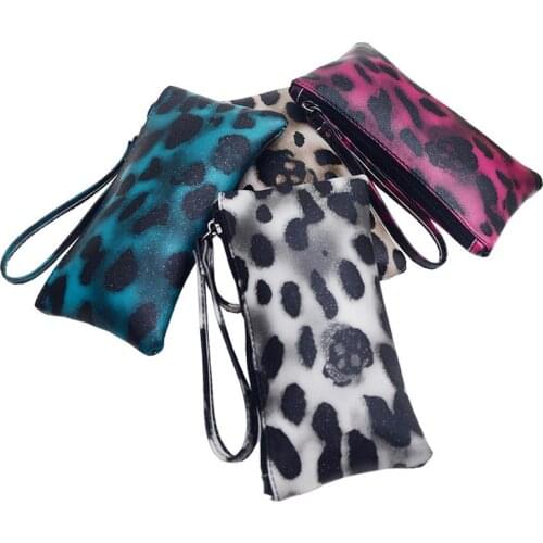 Leopard Clutch Wallet Fashion PU Leather Wristlet Wallet Zipper Coin Purse Cards ID Holder Clutch Woman Wallet