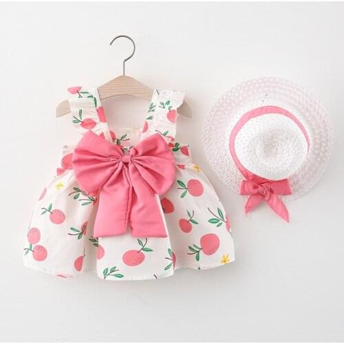 2021 Summer Girl Back Big Bow Dress Send Cap