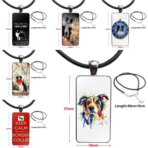 Fashion Necklace Handmade Rectangle Shape Choker Necklace Jewelry Multi Designs For Women High Quality Girls Border Collie Dog