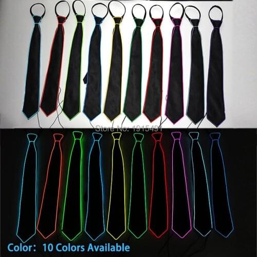 Music Sensitive 10 Colors Led Bulbs Blink Tie Rave Costume Party Decor Led Rope Tube Necktie by 3V for Fashion Show Dark Party
